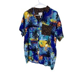 One Teaspoon Shirt Womens‎ Small Multicolor Hawaiian Cat Print Button Up